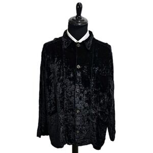 Vtg CP Shades Velvet Coat Mens L Button Up Casual  Blazer Jacket Rayon Shiny